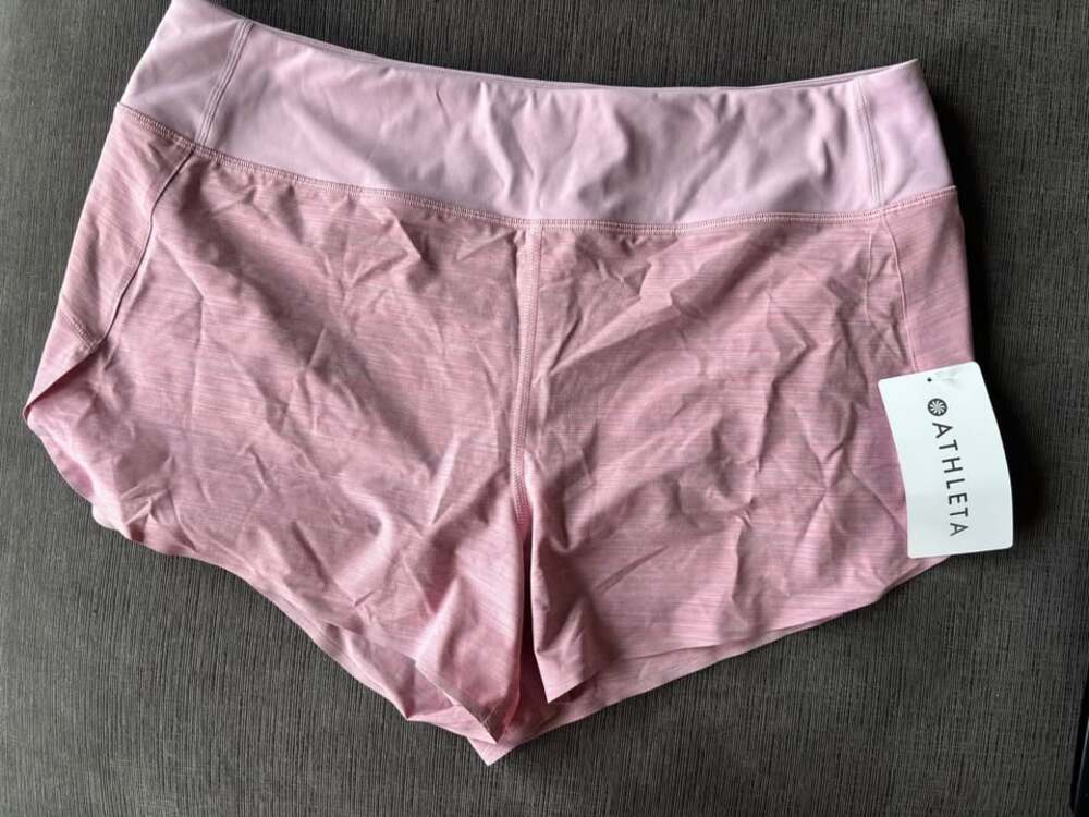 NWT Athleta Run With It Textured 3.5" Shorts Space Dye Begonia Pink L
